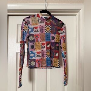 Sold Out! Dressed in LALA - Patchwork Lala World Mesh Top - S